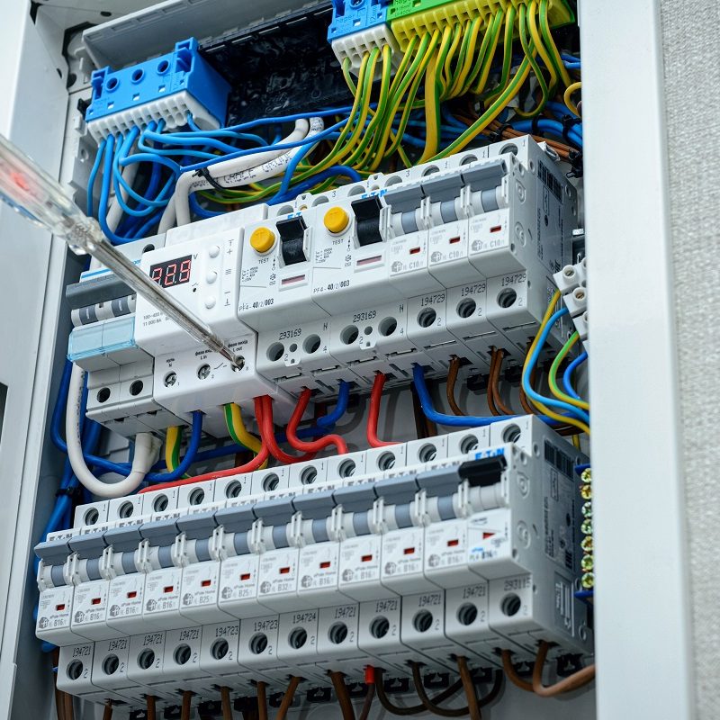 Electrician,Testing,The,Electrical,Shield.,Electrical,Panel,In,The,Apartment
